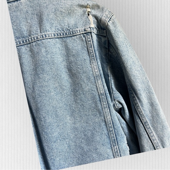 Men’s distressed TOPMAN jean jacket size large - Picture 5 of 7